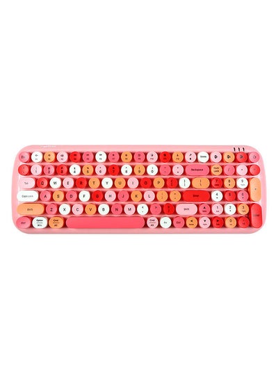 اشتري candy BT Wireless BT Keyboard Mixed Color 100 Key Circular Keycap Mini Portable Girls Keyboard for Phone/Tablet/Laptop Pink في الامارات