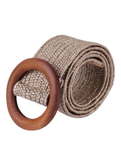 Buy Round Buckle Woven Belt Khaki in Saudi Arabia