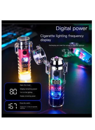 Buy Trending Products 2023 New Arrivals Camping Portable Dual Arc Transparent Lighter Waterproof With LED Digital in UAE