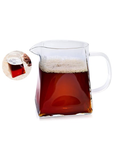 Buy Heat resisting High Borosilicate Glass Tea Pitcher Tea Set Accessory Clear Glass Fair Mug Tea Divider Milk Coffee Jug Coffee and tea glass server 550ml in Saudi Arabia