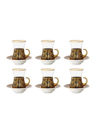 اشتري 6-Piece Elan Glass Cup And Saucer Set في الامارات