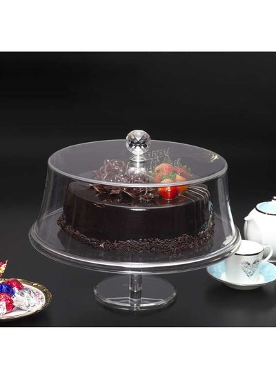 Buy Acrylic Round Cake Stand white Cover 25 cm in UAE