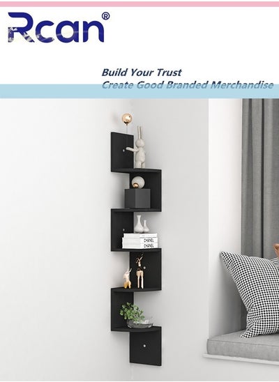 Buy 5 Tier Floating Shelf Wooden Plant Corner Shelf Easy to Assemble Wall Mount Corner Shelves for Bedroom Living Room Office in Saudi Arabia