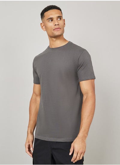 Buy Solid Compact Jersey Regular Fit Pure Cotton T-Shirt in Saudi Arabia