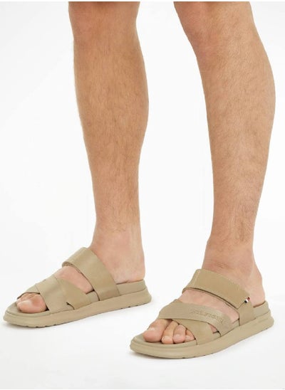 Buy Men's Density Hilfiger Leather Sandals/ Flip-Flops - Leather, Beige in Saudi Arabia