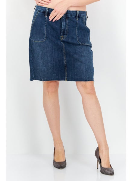 اشتري Women Solid Mini Denim Skirt, Blue في الامارات