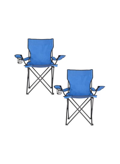 اشتري (2 Pcs) Portable Folding Beach Chair Multi-Purpose Camping Chair for Adult, Lightweight Patio Lawn Quad Chair for Outdoor Travel Picnic Hiking Supports110kgs Load With Carry Bag في الامارات