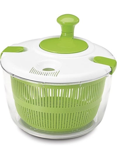 Buy Salad Spinner Large Manual Lettuce Spinner for Veggie Prepping and Fruit Washing Vegetable Dryer with Built-in Draining System Locking and Rotary Handle in Green color in UAE