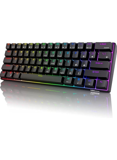 Buy RK61 Three Mode 2.4Ghz Wireless/Bluetooth/Wired 60% Mechanical Keyboard, 61 Keys RGB Brown Switch Gaming Keyboard With Software For Win/Mac in UAE