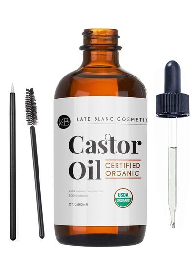 Buy Castor Oil (2oz), USDA Certified Organic, 100% Pure, Cold Pressed, Hexane Free by Kate Blanc. Stimulate Growth for Eyelashes, Eyebrows, Hair. Skin Moisturizer in Saudi Arabia