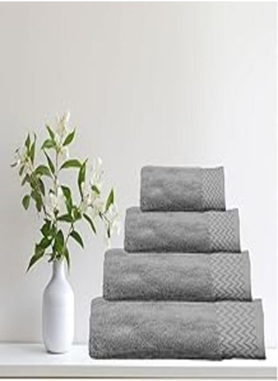 اشتري Cotton Towel Model 20 Jacquard - Size: 90 cm x 150 cm - Color: Grey - Made In Egypt. في مصر