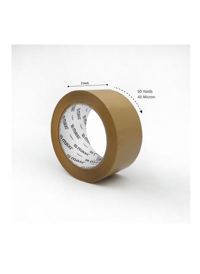 Buy Maxi Packing Tape 48mm X 50 Yds 45 Mic Brown, Tape For Carton Sealing, Shipping And Packing Tape PT50B in UAE