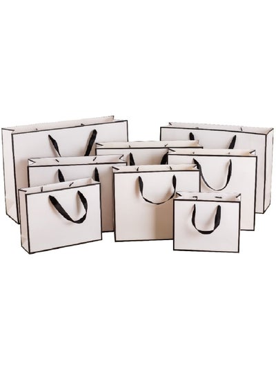 اشتري 10 Packed White With Black Border Shopping Paper Bags. Size :H28*L20*D10Cm(Vertical) في الامارات