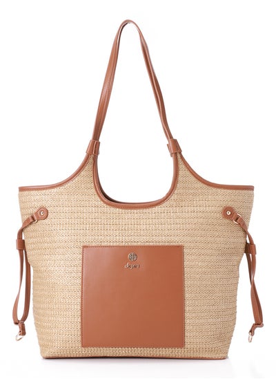 اشتري Braided Pattern Beige Straw Shoulder Bag في مصر