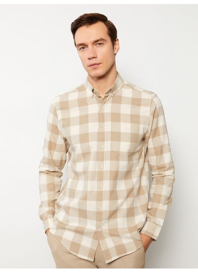 Buy Regular Fit Long Sleeve Plaid Dobby Men's Shirt in Egypt