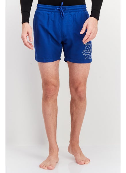 Buy Men Brand Logo Board Shorts Swimwear, Blue in UAE