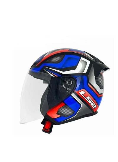 اشتري LS2 HELMET OF608 PHANTOM HALF Face Racing Helmet - Size XXL - Color: Black Red Blue في مصر