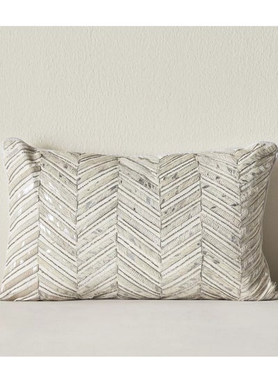 Buy Kaan Chevron Harion Beaded Filled Cushion 30x50 cm in Saudi Arabia