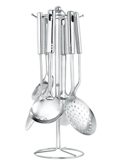 Buy 7 Pieces Kitchen Utensils Multifunctional Stainless Steel Kitchenware with Holder Stand in UAE