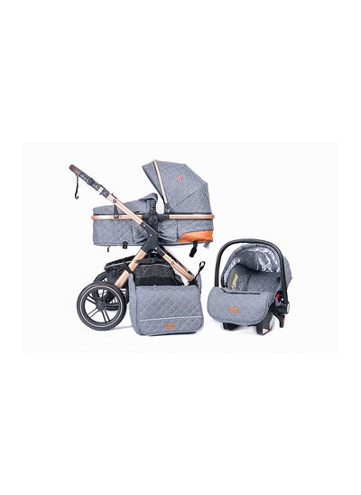 اشتري Belecoo - Fold-To-Half Luxury 3-In-1 Travel System Grey في الامارات