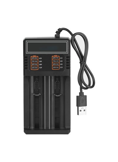 اشتري 18650 Battery Charger, Universal Fast Charge Battery Charger for 3.7V Li-ion Rechargeable Battery 18650 18490 18350 17670 17500 16340 14500 with USB Cable في الامارات