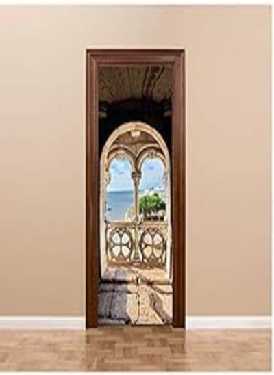 Buy Imitation 3D door Sticker Portuguese sea view bedroom living room door Stickers wall Stickers in Egypt