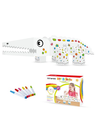 اشتري Eazy Kids - DIY Doodle Coloring Kit w/ Set of 6 Sketch Pens - Crocodile في الامارات