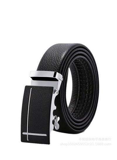 Buy Men's automatic buckle business belt Black frosted cross in Saudi Arabia