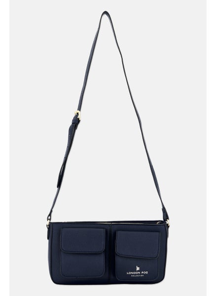 Buy Women Brand Logo Cross Body Bag 15 H X 30 L X 5 W cm, Navy Blue in UAE