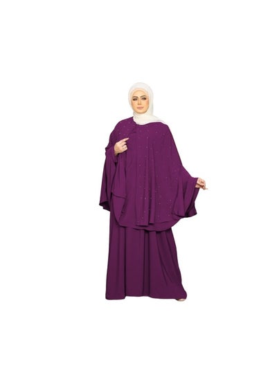 Buy Adana royal crepe material, abaya, cap and niqab, one size, can be worn for 100 kilos for women in Egypt