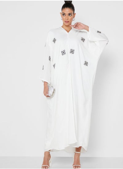 Buy Embroidery Motif Detail Abaya in Saudi Arabia