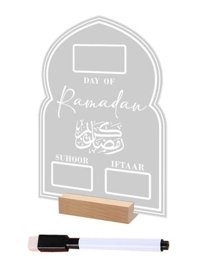 Buy Ramadan Advent Calendar Reusable Acrylic Ramadan Calendar Board Wooden Base Table Ornament Mubarak Countdown Day Eid Gifts Advent With Pen (Transparent) in Saudi Arabia