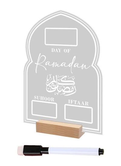 Buy Ramadan Advent Calendar Reusable Acrylic Ramadan Calendar Board Wooden Base Table Ornament Mubarak Countdown Day Eid Gifts Advent With Pen (Transparent) in Saudi Arabia