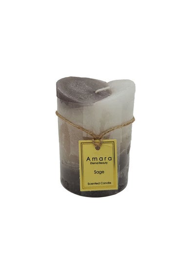 Buy AW23 Amara Scented Pillar Candle Sage Aromatherapy Wax Candles For Living Room Bed Room Kitchen Bathroom Home Decoration Gift L 7 x W 10 cm Green in UAE