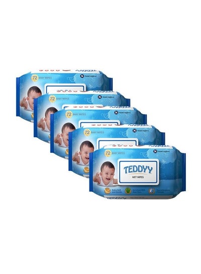Buy Baby Wet Wipes With Lid 72S Pack Of 5 in UAE