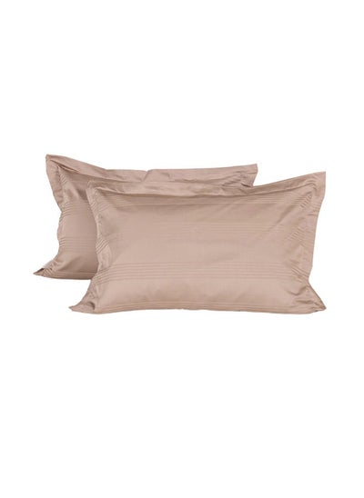 اشتري Supreme Dobby Stripes Oxford Pillowcase Set, Taupe – 50x75 cm, 450 TC في الامارات