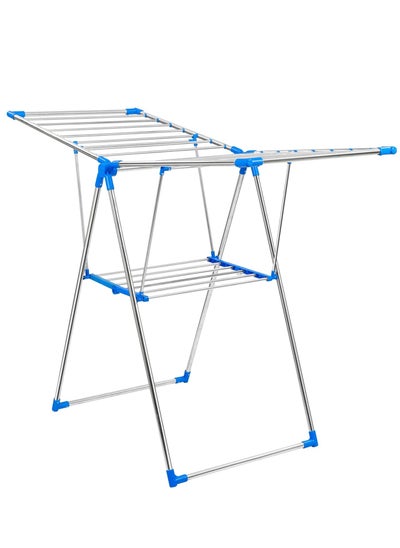 Buy Clothes Drying Stand, Multifunctional Clothes Dryer for Indoor and Outdoor, Stainless Steel Folding Cloth Dryer With Side Wings, Space Saving & Ideal For Homes Weatherproof & Lightweight in UAE