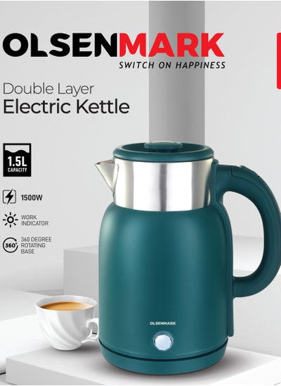 Buy Olsenmark 1.5 L Double Layer Electric Kettle- OMK7027, 1500 W, 360 Degree Rotation Base with Auto Safety, Overheat Protection, Dry Boil Protection in UAE