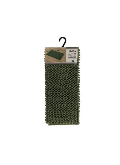 Buy Anti-Slip Microfiber Bathroom Mat with Balls Khaki Green 50 x 80 cm 7744143 in Saudi Arabia