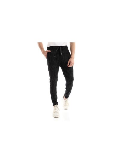 Buy Camouflage Self Pattern Pants With Elastic Hem - Black & Grey Shades in Egypt
