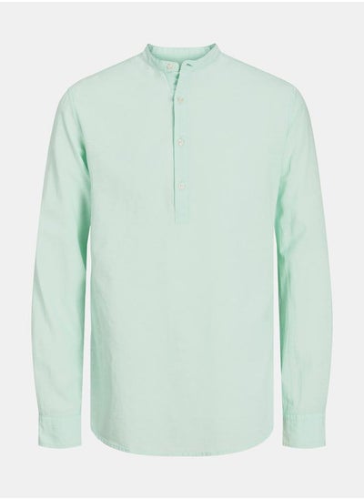 اشتري Mandarin Collar Half Placket Shirt with Long Sleeves في السعودية