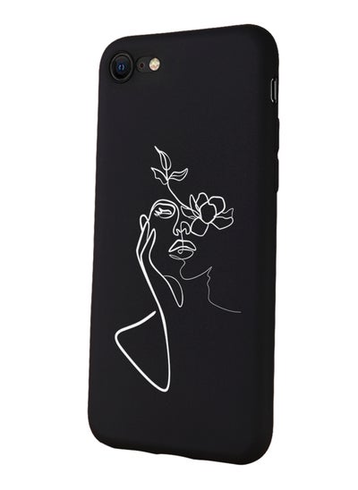 Buy for iPhone 7/8/SE(2020)/SE(2022) Case, Shockproof Protective Phone Case Cover for iPhone 7/8/SE(2020)/SE(2022), with Face & Flowers white Pattern in UAE