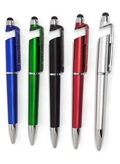 Buy 3 * 1 touch pen with the function of a writing pen with a mobile holder and screen scanning for all mobile phones and tablets / 5 pieces, colors (blue - black - red - green - silver) in Egypt