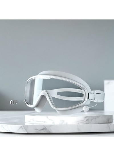 Buy Leak-proof and anti-fog pool goggles, 180° clear vision UV protection, comes with waterproof earplugs, suitable for adults, men, women in Saudi Arabia