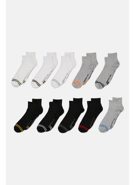 اشتري Men 10 Pairs Stripe Flat Low Cut Socks, Black Combo في الامارات