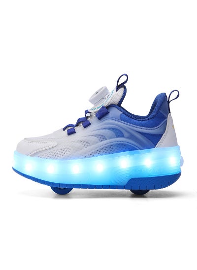 Buy Unisex Kids Roller Skates Shoes USB Charging, Girls Boys LED Roller Skate Shoes with Double Wheels Retractable Technical Skateboarding in Saudi Arabia