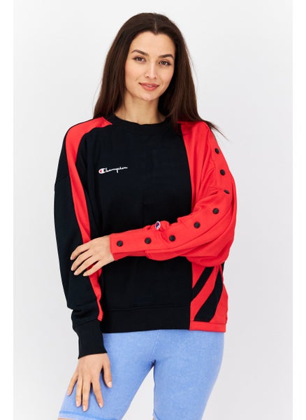 اشتري Women Sportswear Fit Brand Logo Training Sweatshirt, Black/Red في السعودية