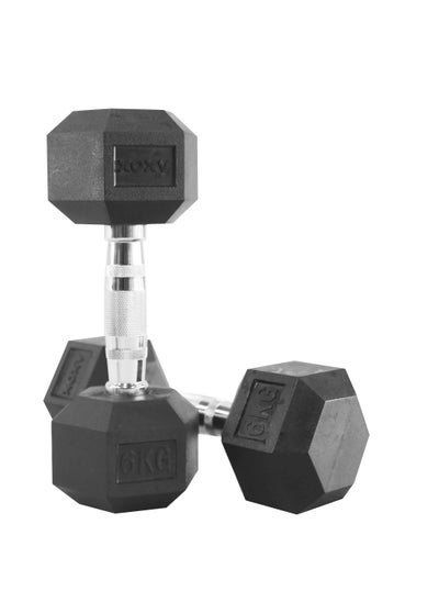 Buy Axox Fitness Hex Rubber Coated Dumbbells 6KG in UAE