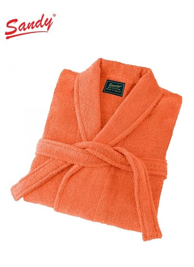 Buy SANDY Luxury Cotton 100% Shawl Bathrobe, Unisex Plush Robe, Perfect for Spa and Shower, XL/2XL Size, Orange in Saudi Arabia