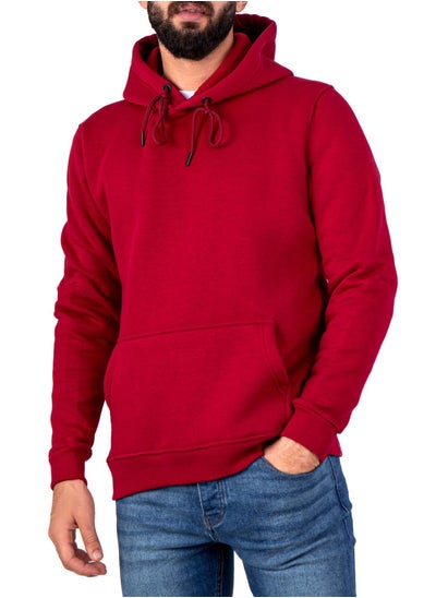 Buy Men`s Hoodie Sweatshirt with Kangaroo Pockets – Burgundy in Egypt